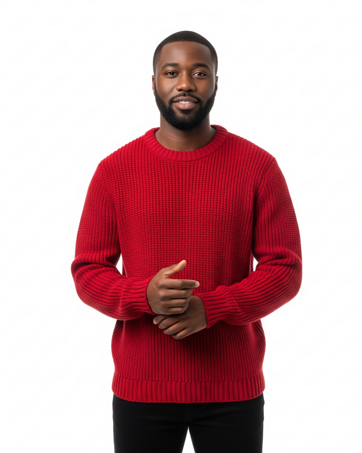 Men's Rib-Knit Crew Neck Pullover Sweater