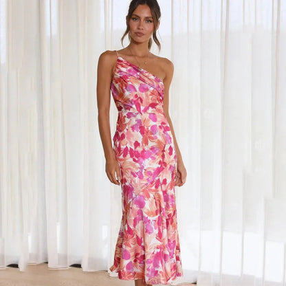 Miranda | Women's One Shoulder Fit & Flare Midi Dress