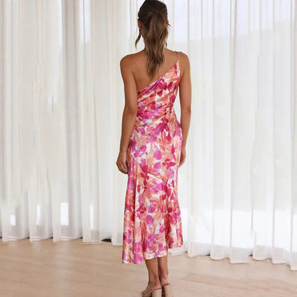 Miranda | Women's One Shoulder Fit & Flare Midi Dress