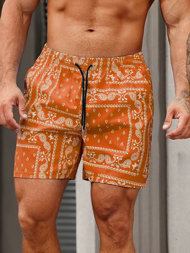 Nevin | Men's Patterned Drawstring Casual Shorts