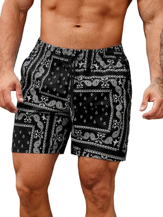 Nevin | Men's Patterned Drawstring Casual Shorts