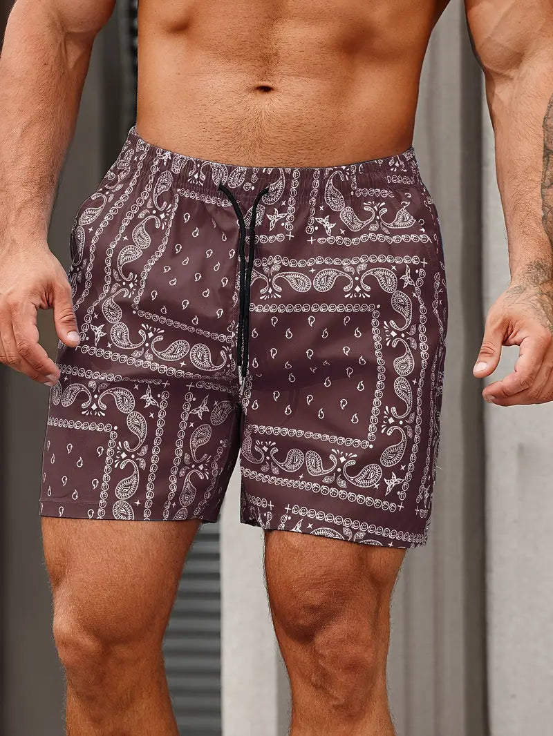 Nevin | Men's Patterned Drawstring Casual Shorts