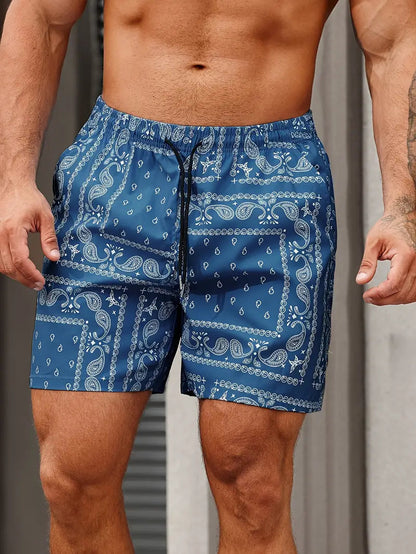 Nevin | Men's Patterned Drawstring Casual Shorts