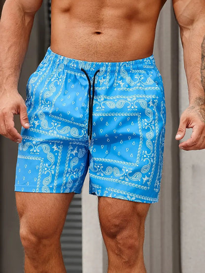 Nevin | Men's Patterned Drawstring Casual Shorts