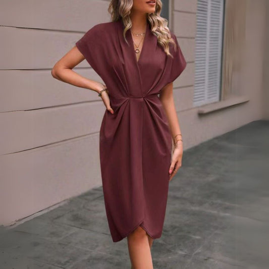 Nia | Women's V-Neck Wrap Midi Dress