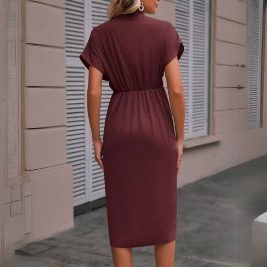 Nia | Women's V-Neck Wrap Midi Dress
