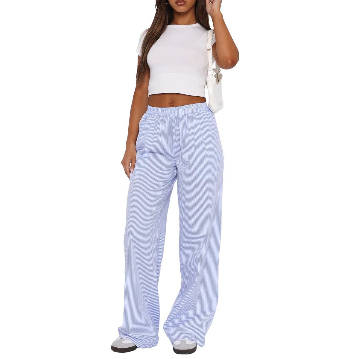 Nicolette | Women's Elastic Waist Striped Pants