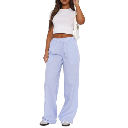 Nicolette | Women's Elastic Waist Striped Pants