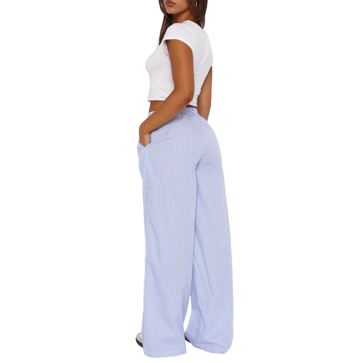 Nicolette | Women's Elastic Waist Striped Pants
