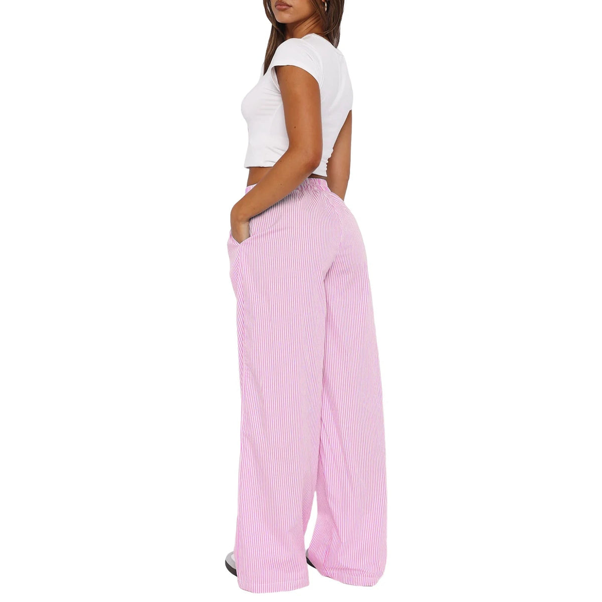 Nicolette | Women's Elastic Waist Striped Pants