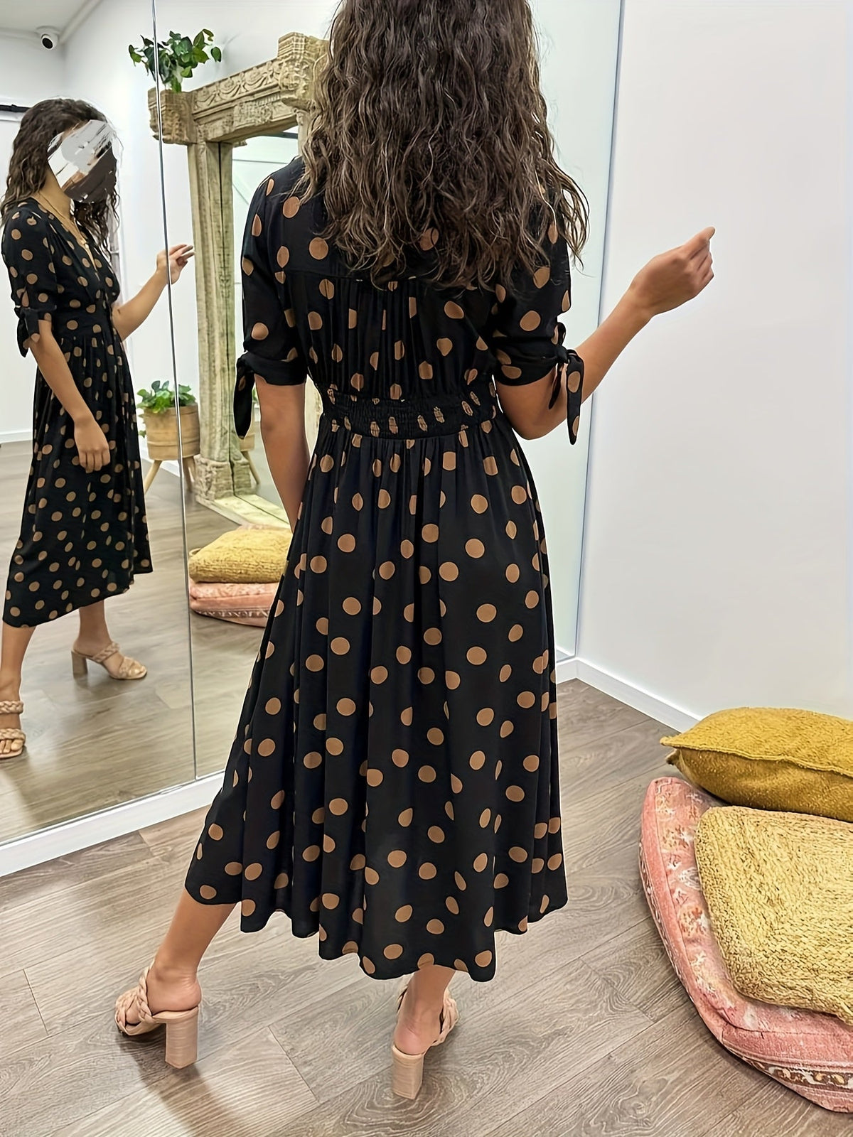 Nina | Women's V-Neck A-Line Midi Dress