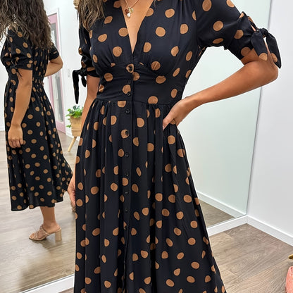 Nina | Women's V-Neck A-Line Midi Dress