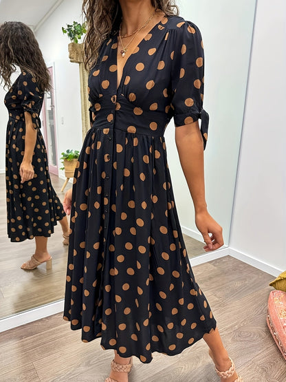 Nina | Women's V-Neck A-Line Midi Dress