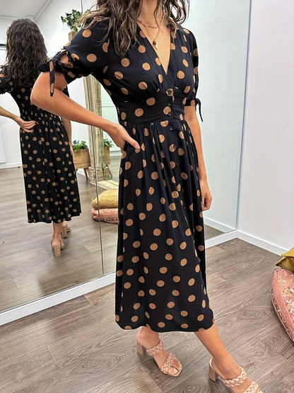 Nina | Women's V-Neck A-Line Midi Dress