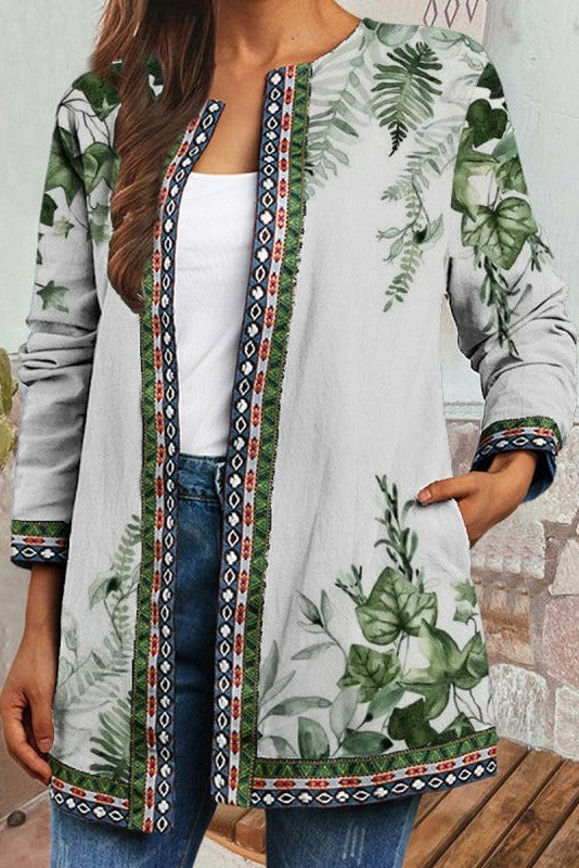 Noelle | Women's Floral Print Open Front Jacket