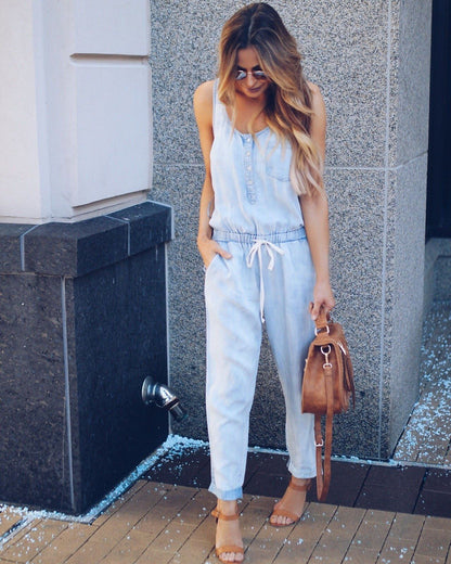 Nora | Women's Sleeveless Denim Jumpsuit