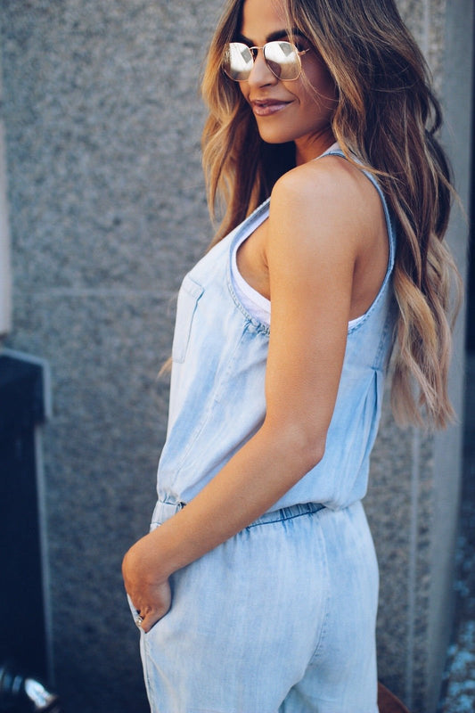 Nora | Women's Sleeveless Denim Jumpsuit