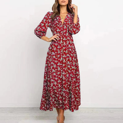 Norma | Women's V-Neck A-Line Maxi Dress