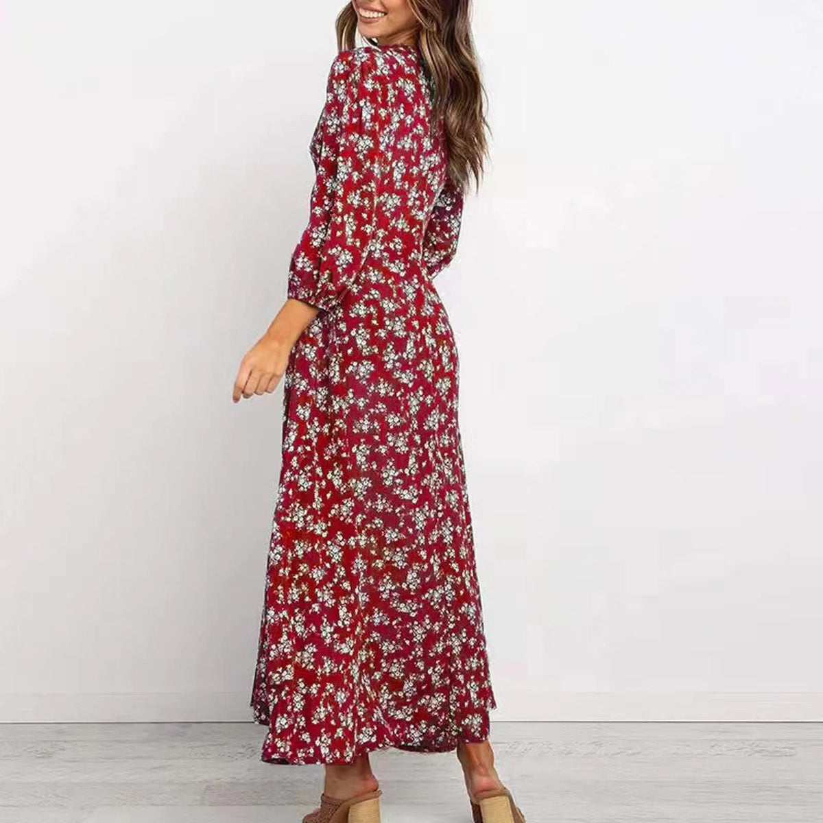 Norma | Women's V-Neck A-Line Maxi Dress