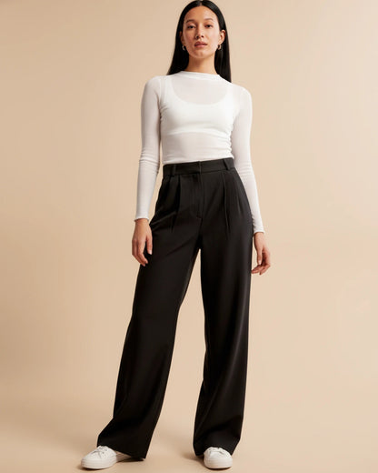 Pam | Women's High-Waisted Pleated Wide Leg Pants