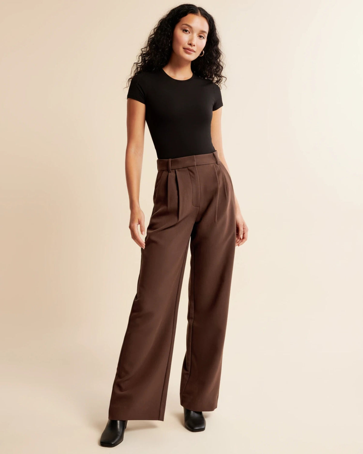 Pam | Women's High-Waisted Pleated Wide Leg Pants