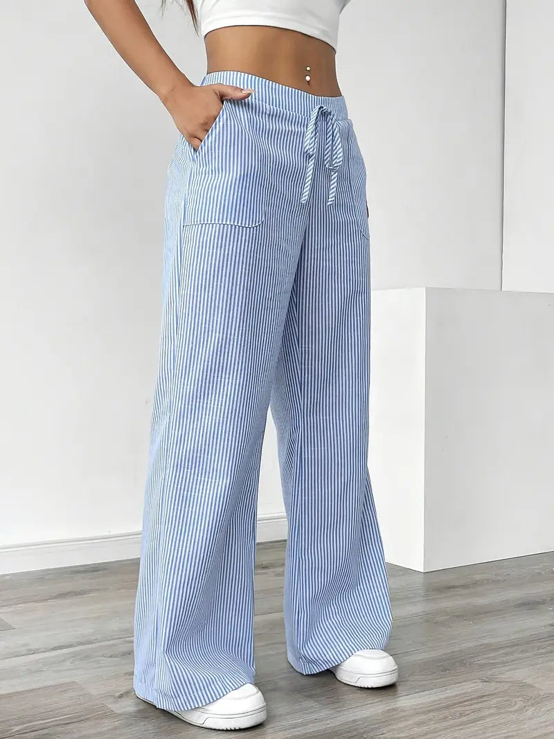 Pamela | Women's High-Waisted Striped Wide Leg Pants