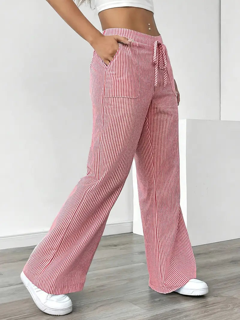 Pamela | Women's High-Waisted Striped Wide Leg Pants