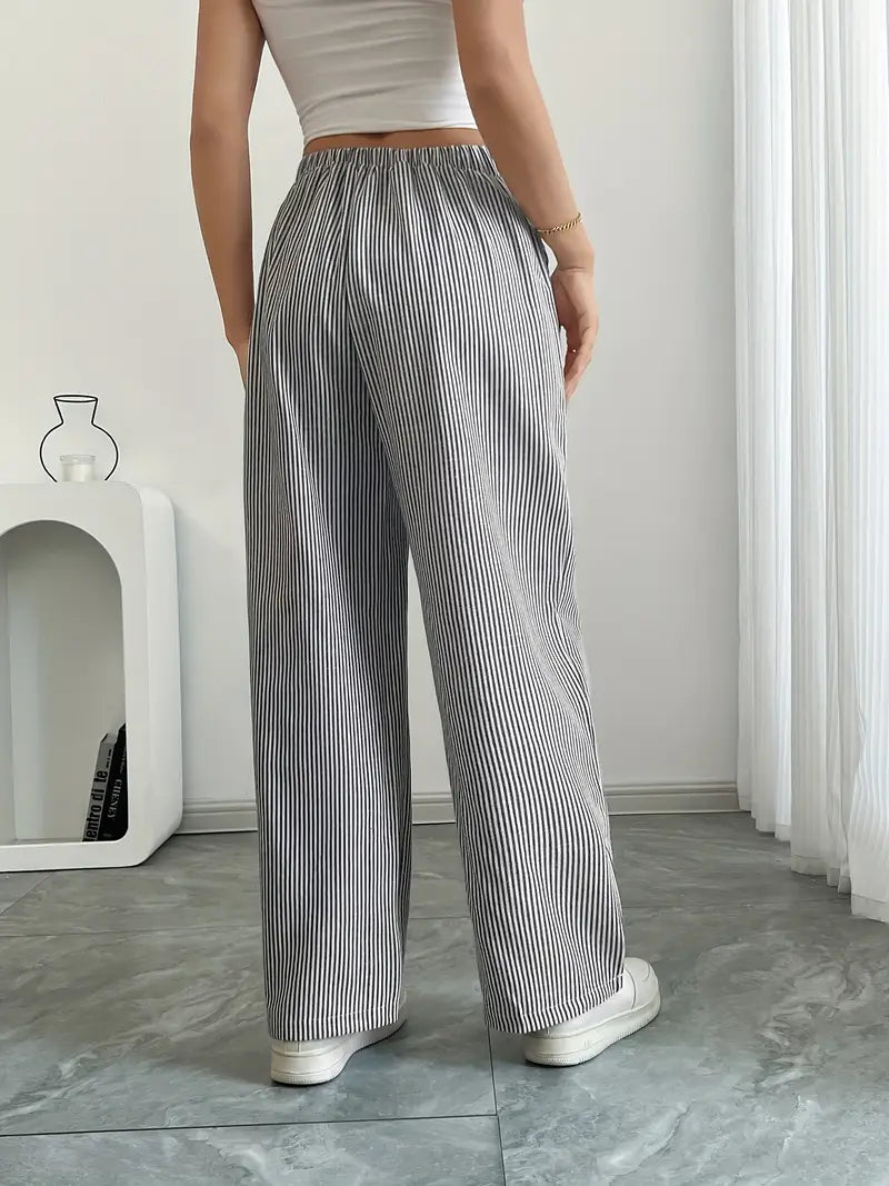 Pamela | Women's High-Waisted Striped Wide Leg Pants