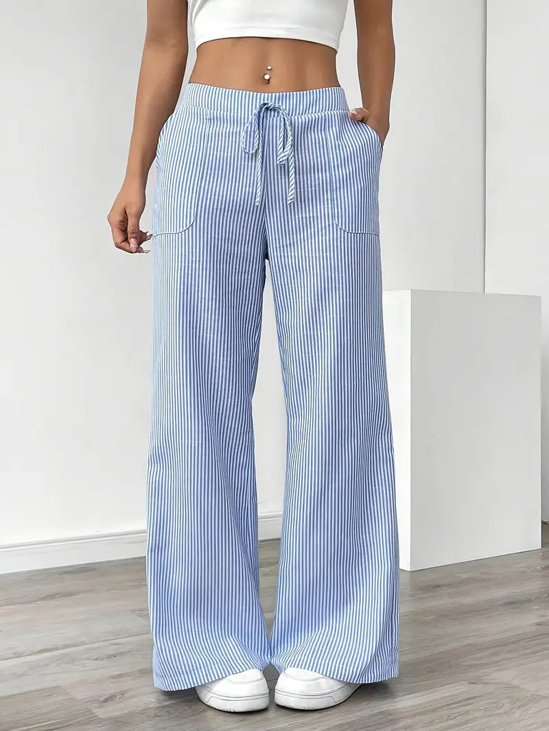 Pamela | Women's High-Waisted Striped Wide Leg Pants