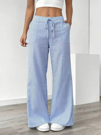 Pamela | Women's High-Waisted Striped Wide Leg Pants