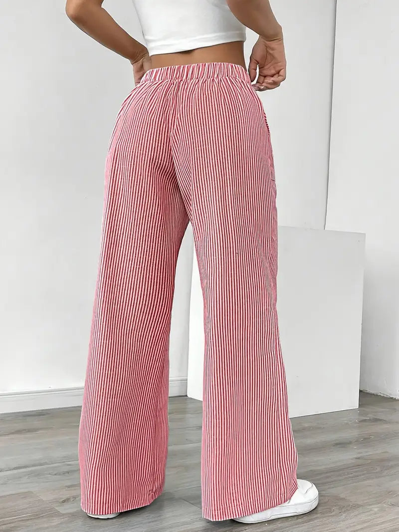 Pamela | Women's High-Waisted Striped Wide Leg Pants