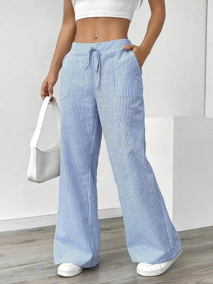 Pamela | Women's High-Waisted Striped Wide Leg Pants