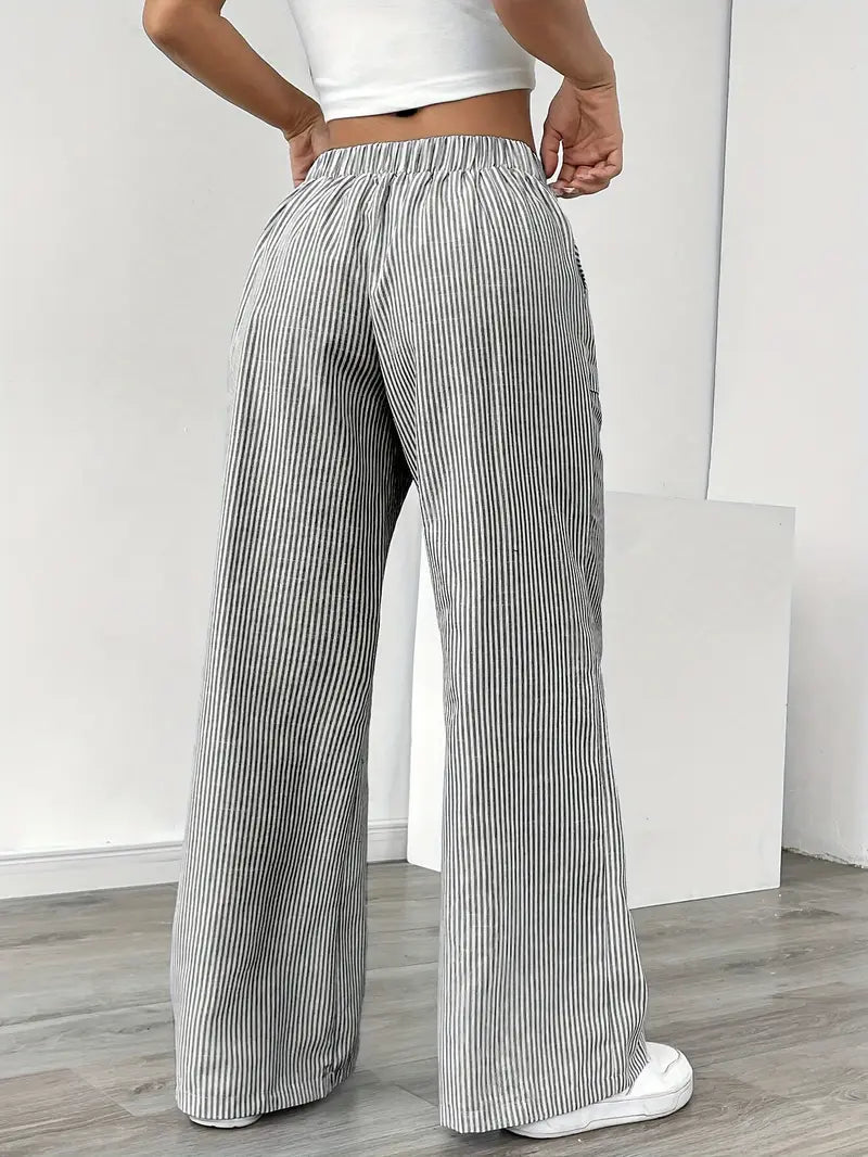 Pamela | Women's High-Waisted Striped Wide Leg Pants