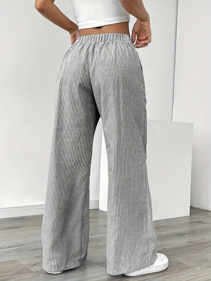 Pamela | Women's High-Waisted Striped Wide Leg Pants