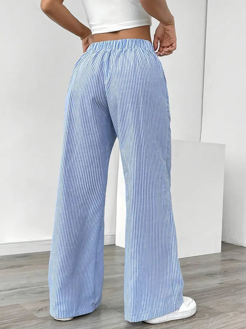 Pamela | Women's High-Waisted Striped Wide Leg Pants
