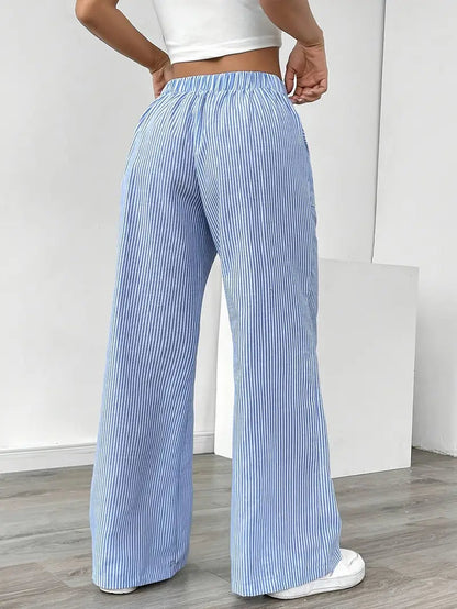 Pamela | Women's High-Waisted Striped Wide Leg Pants