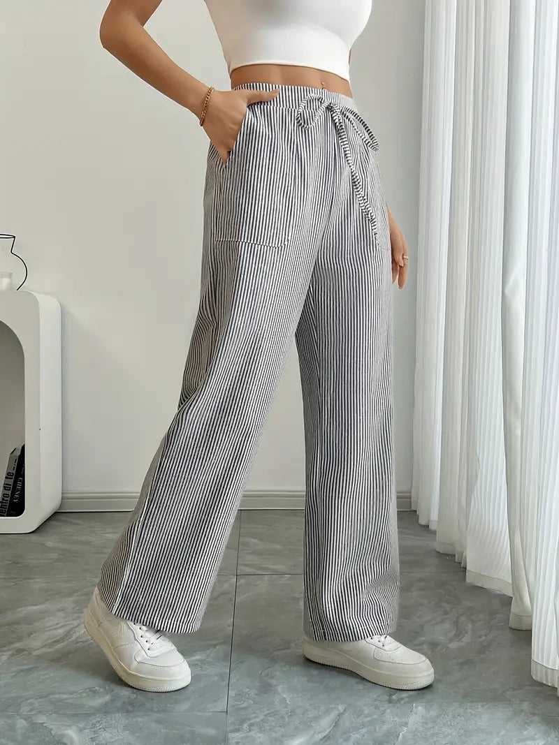 Pamela | Women's High-Waisted Striped Wide Leg Pants