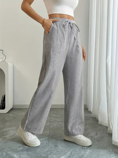 Pamela | Women's High-Waisted Striped Wide Leg Pants
