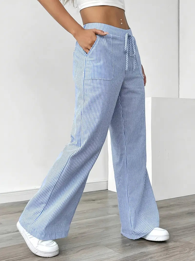 Pamela | Women's High-Waisted Striped Wide Leg Pants