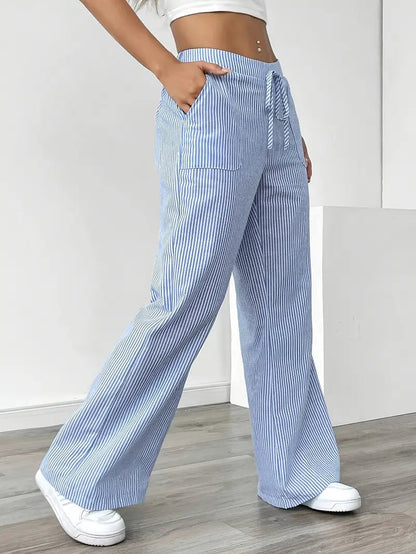 Pamela | Women's High-Waisted Striped Wide Leg Pants