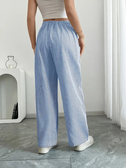 Pamela | Women's High-Waisted Striped Wide Leg Pants