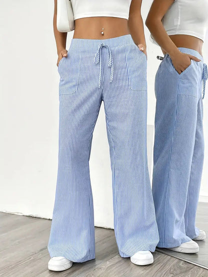 Pamela | Women's High-Waisted Striped Wide Leg Pants