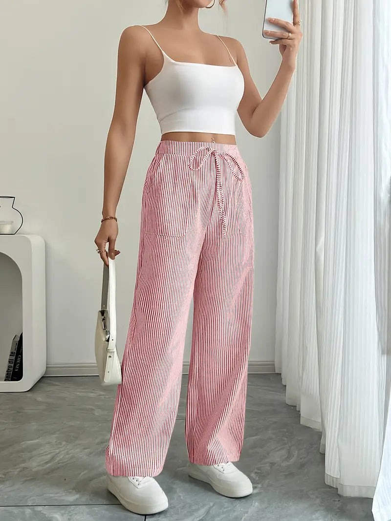 Pamela | Women's High-Waisted Striped Wide Leg Pants