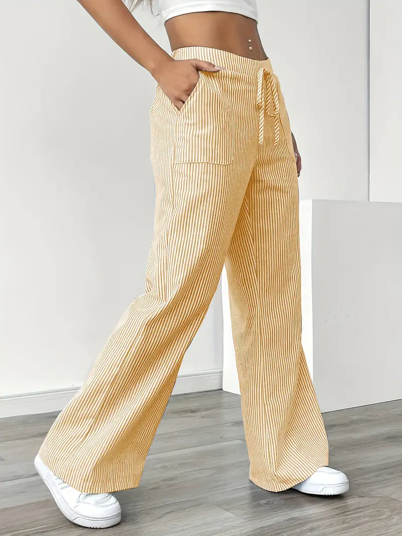 Pamela | Women's High-Waisted Striped Wide Leg Pants