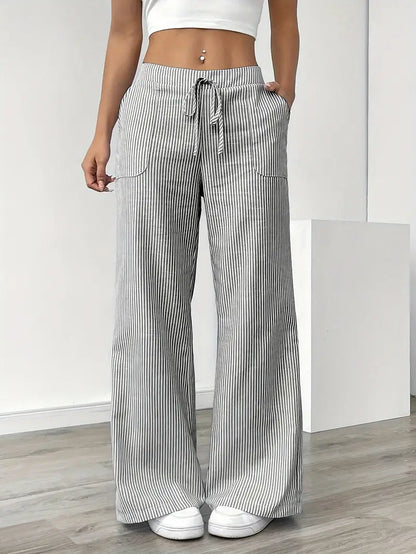 Pamela | Women's High-Waisted Striped Wide Leg Pants