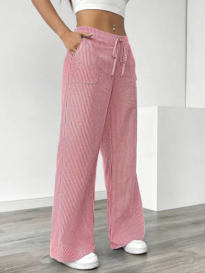 Pamela | Women's High-Waisted Striped Wide Leg Pants