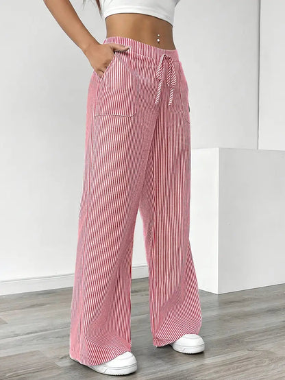 Pamela | Women's High-Waisted Striped Wide Leg Pants