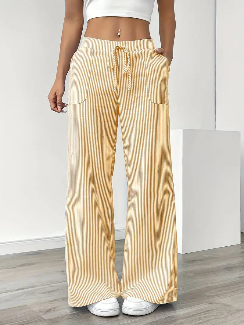 Pamela | Women's High-Waisted Striped Wide Leg Pants