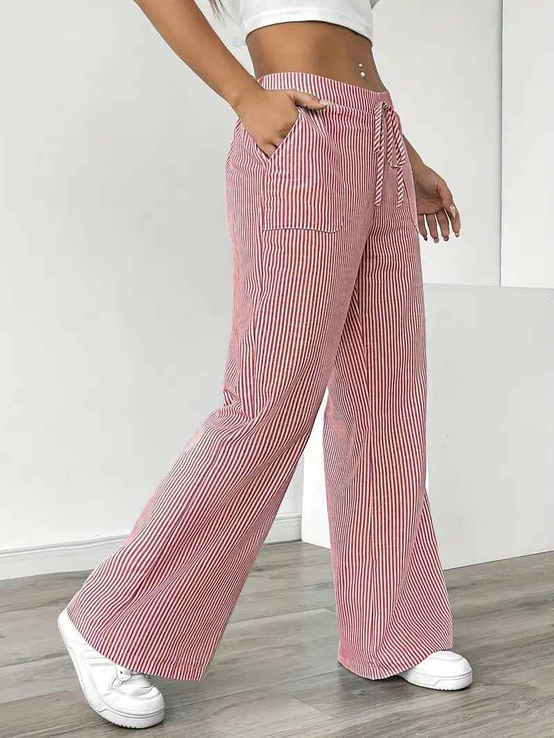 Pamela | Women's High-Waisted Striped Wide Leg Pants
