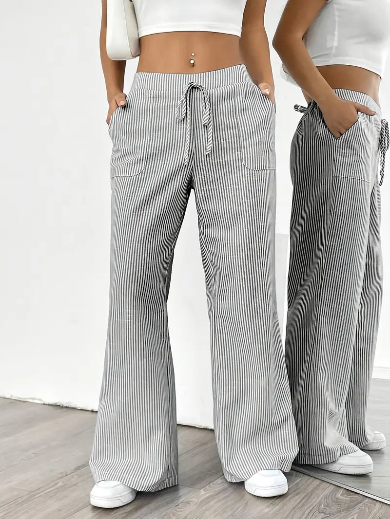 Pamela | Women's High-Waisted Striped Wide Leg Pants